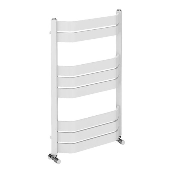 Milan Bow Fronted White 850 x 550 Designer Flat Panel Heated Towel Rail - Image 2