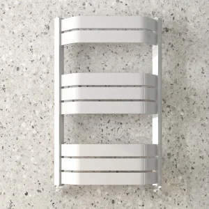 Milan Bow Fronted White 850 x 550 Designer Flat Panel Heated Towel Rail