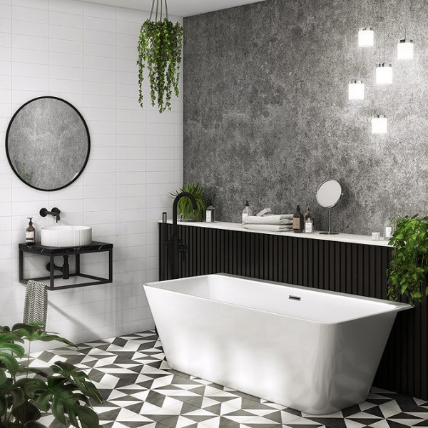 Mileto Square Back to Wall Modern Bath (1700 x 800mm) - Image 2