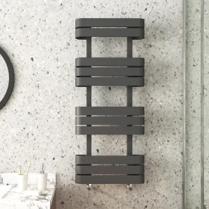Milan Curved Anthracite 1200 x 500 Designer Flat Panel Heated Towel Rail   11 Sections