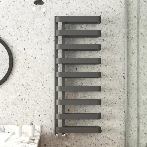 Milan Curved Anthracite 1300 x 500 Designer Flat Panel Heated Towel Rail   9 Sections
