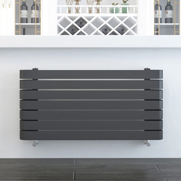 Milan Curved Anthracite 1000 x 500 Horizontal Designer Flat Panel Heated Towel Rail - Image 3