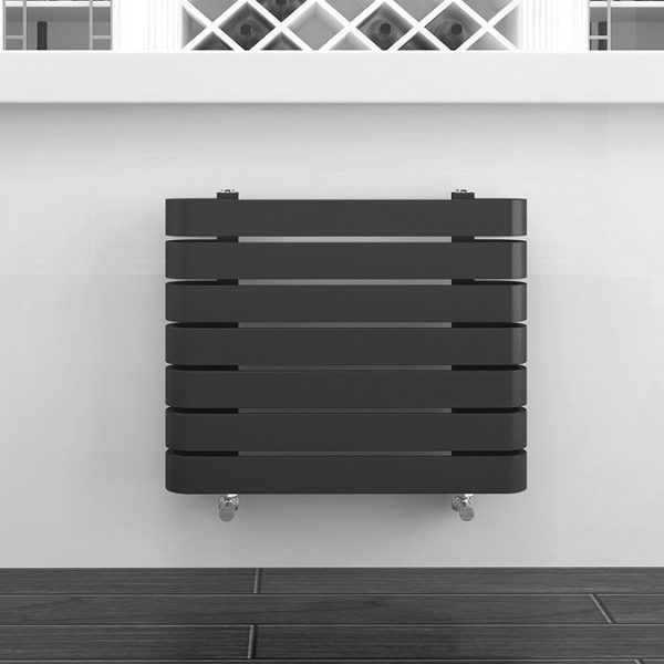 Milan Curved Anthracite 600 x 500 Horizontal Designer Flat Panel Heated Towel Rail - Image 3