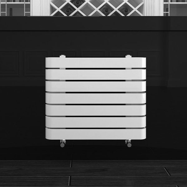 Milan Curved White 600 x 500 Horizontal Designer Flat Panel Heated Towel Rail - Image 3