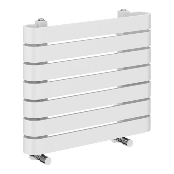 Milan Curved White 600 x 500 Horizontal Designer Flat Panel Heated Towel Rail - Image 2