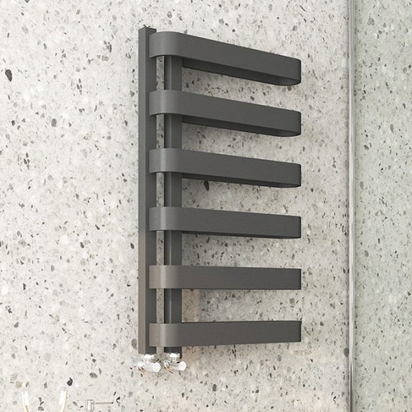 Milan Curved Anthracite 850 x 500 Designer Flat Panel Heated Towel Rail   6 Sections - Image 3