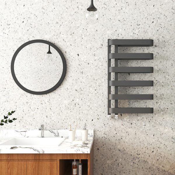 Milan Curved Anthracite 850 x 500 Designer Flat Panel Heated Towel Rail   6 Sections - Image 4