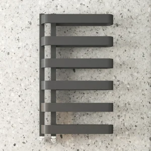 Milan Curved Anthracite 850 x 500 Designer Flat Panel Heated Towel Rail   6 Sections