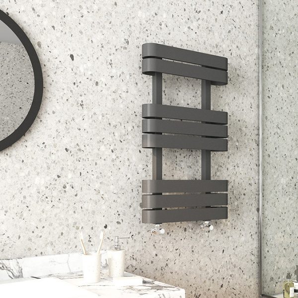 Milan Curved Anthracite 850 x 500 Designer Flat Panel Heated Towel Rail - Image 3