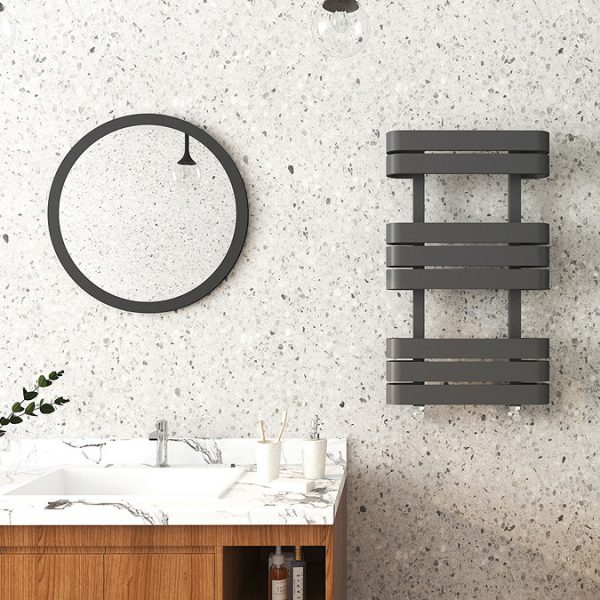 Milan Curved Anthracite 850 x 500 Designer Flat Panel Heated Towel Rail - Image 4
