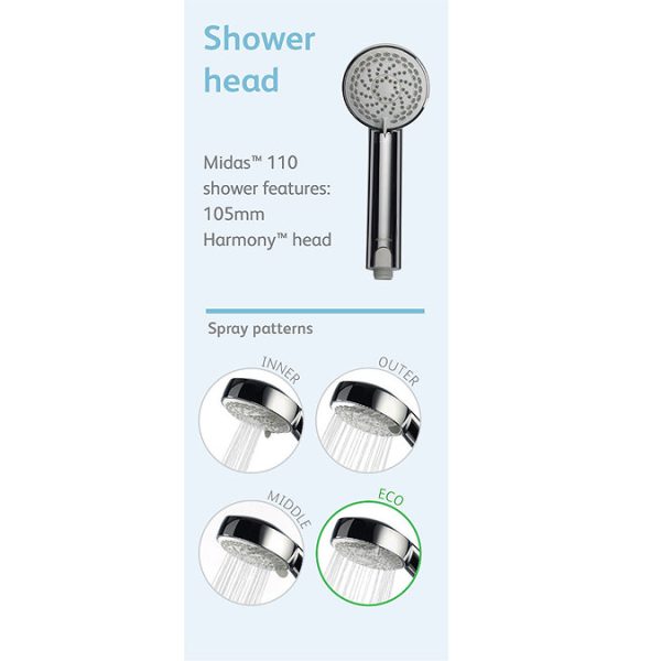 Aqualisa Midas 110 Bath Shower Mixer with Adjustable Head - Image 2