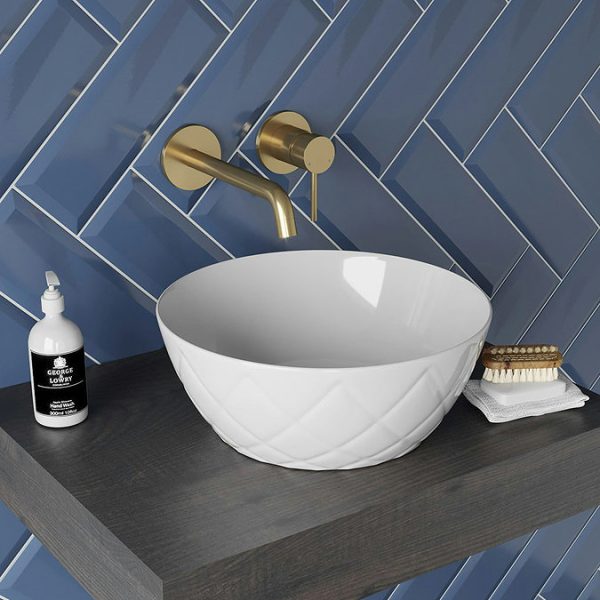 Mode Spencer Round Brushed Brass Wall Mounted Basin Mixer Tap - Image 4