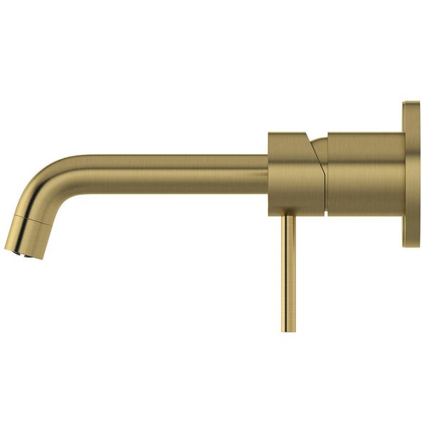Mode Spencer Round Brushed Brass Wall Mounted Basin Mixer Tap - Image 6