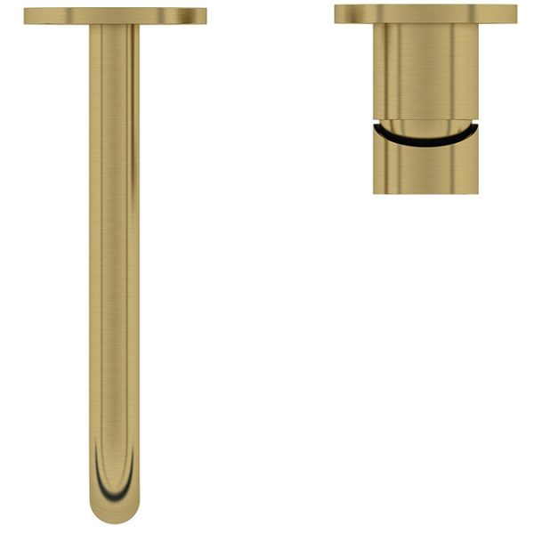 Mode Spencer Round Brushed Brass Wall Mounted Basin Mixer Tap - Image 2
