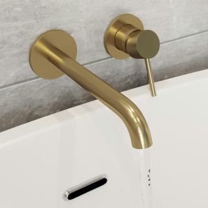Mode Spencer Brushed Brass Wall Mounted (2TH) Bath Filler Tap