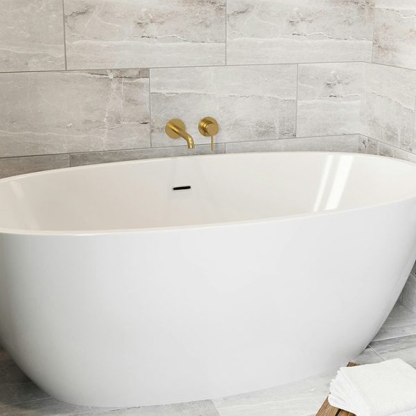 Mode Spencer Brushed Brass Wall Mounted (2TH) Bath Filler Tap - Image 3