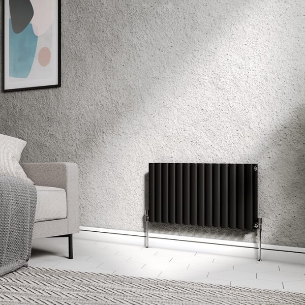 Metro Horizontal Radiator   Matt Black   Double Panel (400mm High) 826mm Wide - Image 2