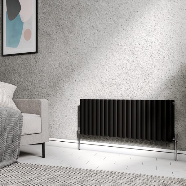 Metro Horizontal Radiator   Matt Black   Double Panel (400mm High) 1180mm Wide - Image 2