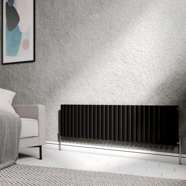 Metro Horizontal Radiator   Matt Black   Double Panel (400mm High) 1593mm Wide - Image 2