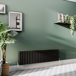 Metro Horizontal Radiator   Matt Black   Double Panel (400mm High) 1593mm Wide