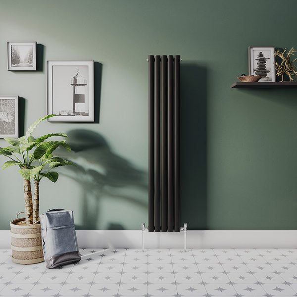 Metro Vertical Radiator   Matt Black   Double Panel (1600mm High) 295mm Wide - Image 2