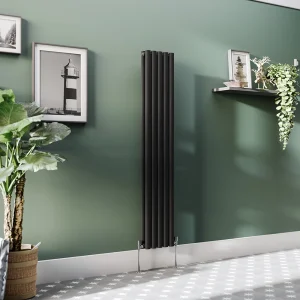 Metro Vertical Radiator   Matt Black   Double Panel (1600mm High) 295mm Wide