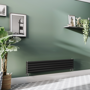 Metro Horizontal Radiator   Matt Black   Double Panel (1600mm Wide) 295mm High
