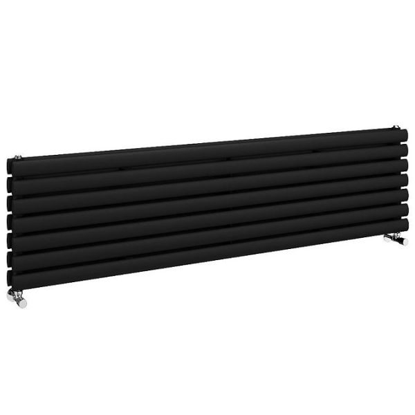 Metro Horizontal Radiator   Matt Black   Double Panel (1600mm Wide) 413mm High - Image 2