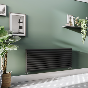 Metro Horizontal Radiator   Matt Black   Double Panel (1600mm Wide) 590mm High