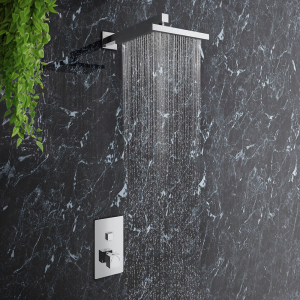 Milan Square Concealed Push Button Valve + Rainfall Shower Head