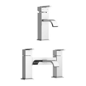 Milan Modern Mono Basin Mixer and Bath Filler   Chrome