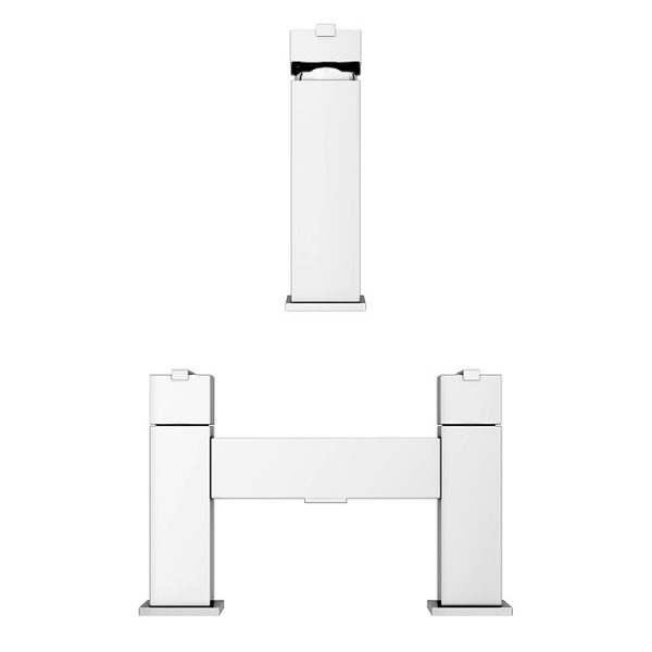 Milan Modern Mono Basin Mixer and Bath Filler   Chrome - Image 2