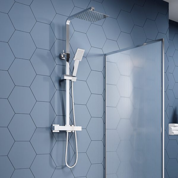 Summit Modern Square Thermostatic Shower Mixer   Chrome - Image 4