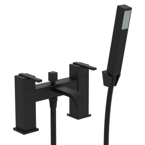 Milan Modern Bath Shower Mixer with Shower Kit   Matt Black