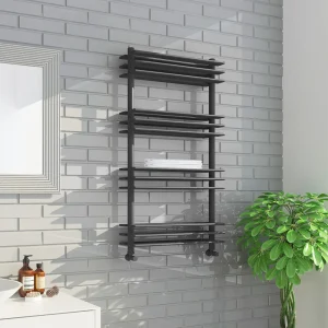 Milan Anthracite 1100 x 600mm Designer Shelf Heated Towel Rail