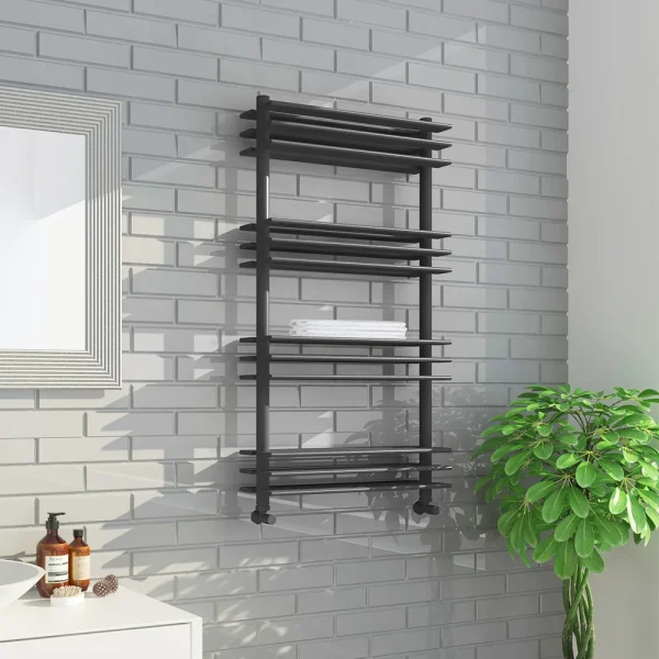 Milan Anthracite 1100 x 600mm Designer Shelf Heated Towel Rail