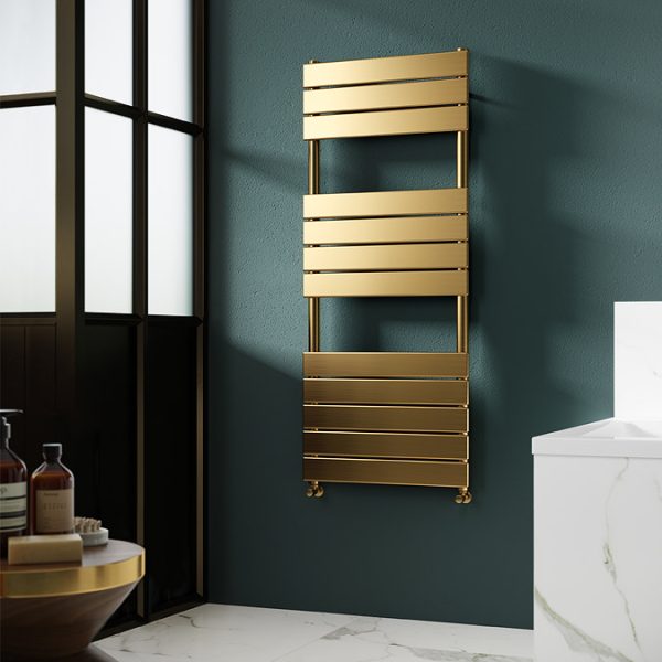 Arezzo Brushed Brass 1200 x 500 Heated Towel Rail - Image 3