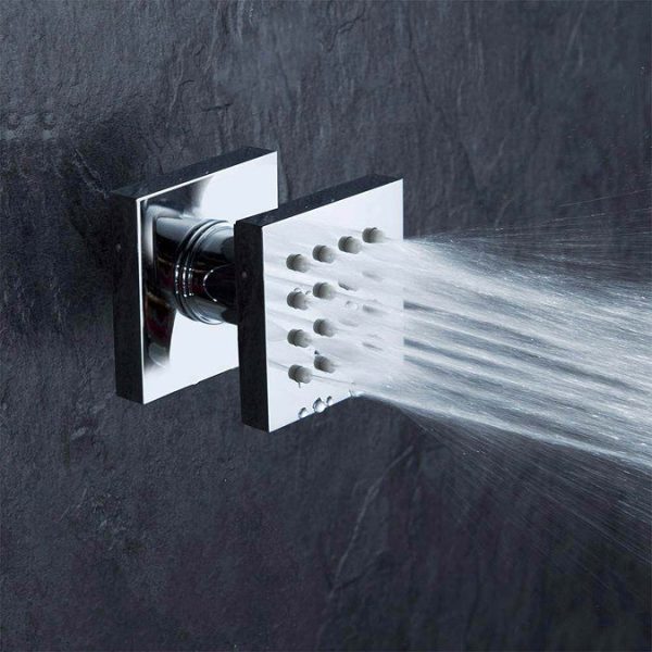 Milan Square Modern Shower System with Handset, 4 Body Jets + 200 x 200mm Shower Head - Image 6