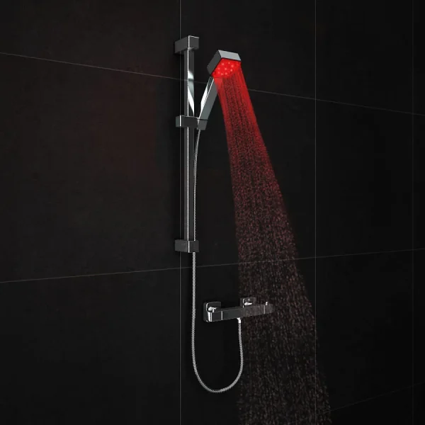 Milan LED Square Thermostatic Bar Valve with Slide Rail Kit