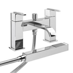 Milan Modern Bath Shower Mixer with Shower Kit   Chrome