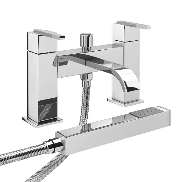 Milan Modern Bath Shower Mixer with Shower Kit   Chrome