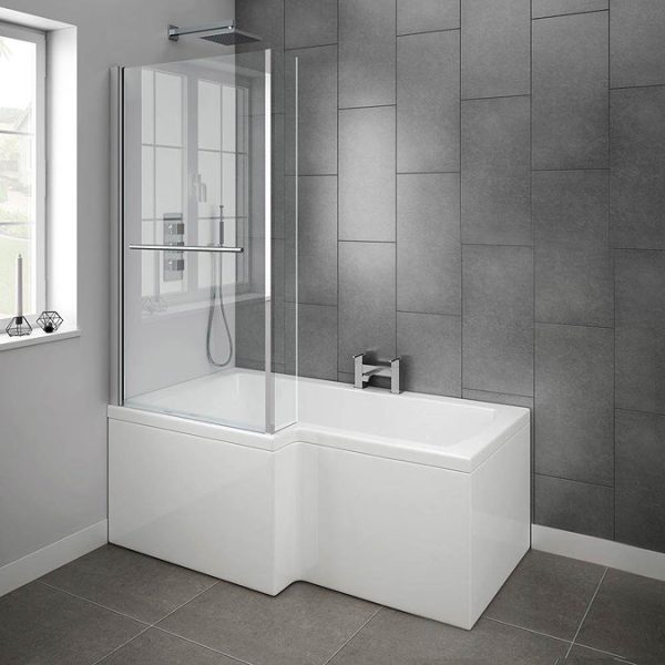 Milan Shower Bath   1500mm L Shaped inc. Screen with Rail + Panel - Image 4