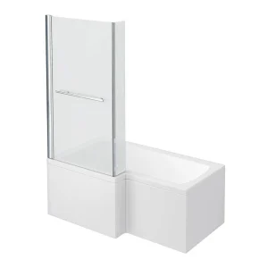 Milan Shower Bath   1500mm L Shaped inc. Screen with Rail + Panel