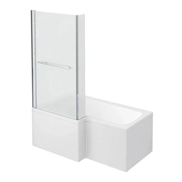 Milan Shower Bath   1500mm L Shaped inc. Screen with Rail + Panel
