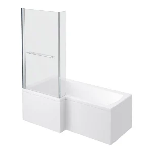 Milan Shower Bath   1600mm L Shaped incl. Screen with Rail + Panel
