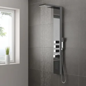 Milan Shower Tower Panel   Dark Chrome (Thermostatic)