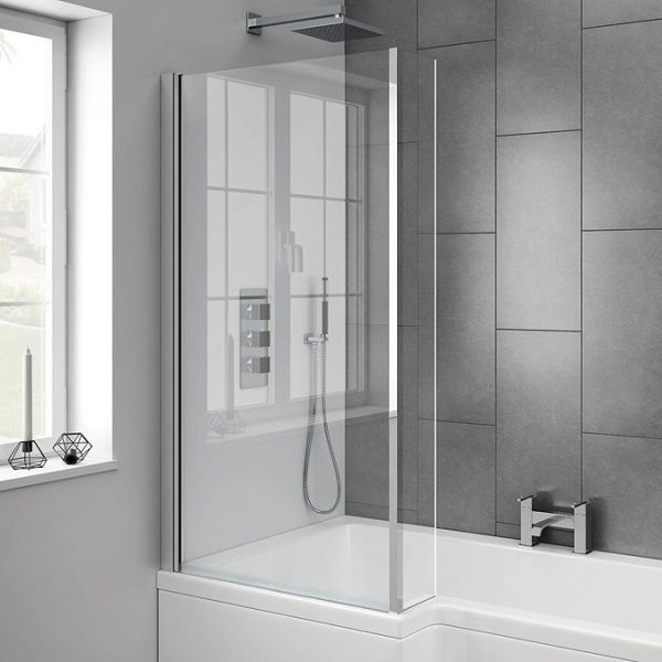 Milan Square Shower Bath   1700mm with Screen + MDF Panel - Image 5