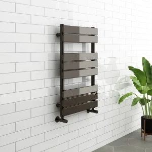 Milan Black Nickel 800 x 500mm Single Panel Heated Towel Rail