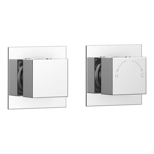 Milan Square Concealed Individual Diverter and Thermostatic Control Valve with Handset and 300mm Shower Head - Image 2
