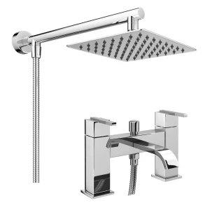 Milan Modern Bath Shower Mixer incl. Overhead Rainfall Shower Head